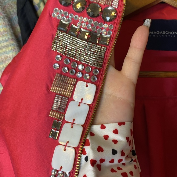 Magaschoni 100% Silksoie Red Bomber Jaket maybe A Large no SZ tag - Picture 12 of 14